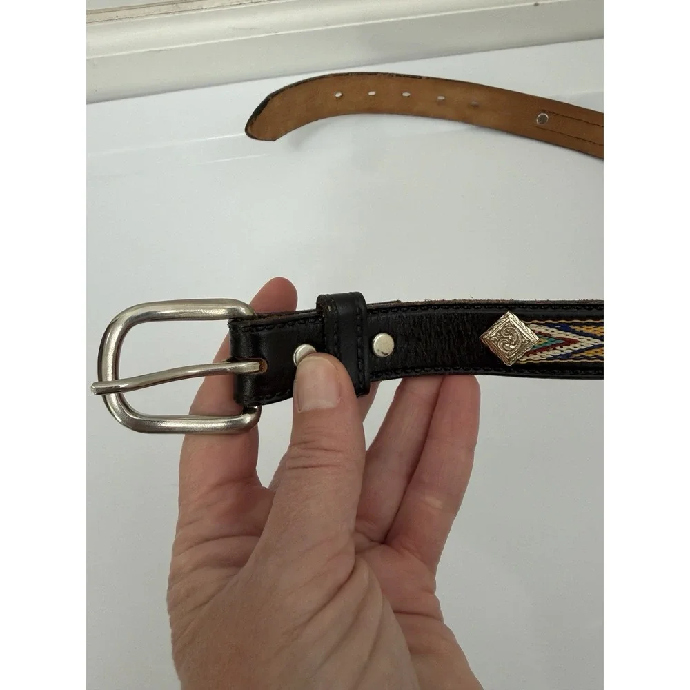 Kids Circle Y Western Belt Embroidered Kidskin Leather Tribal Size 22